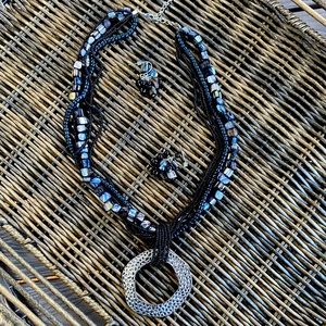 5 strand adjustable necklace/earring set